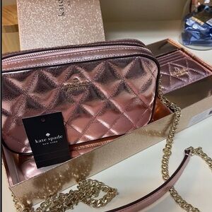 ❤️‍🔥🩷Kate Spade Leather Glimmer Quilted Crossbody Set MSRP $359🩷❤️‍🔥 NWT